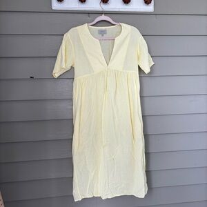 Leallo soft yellow cotton Midi Dress